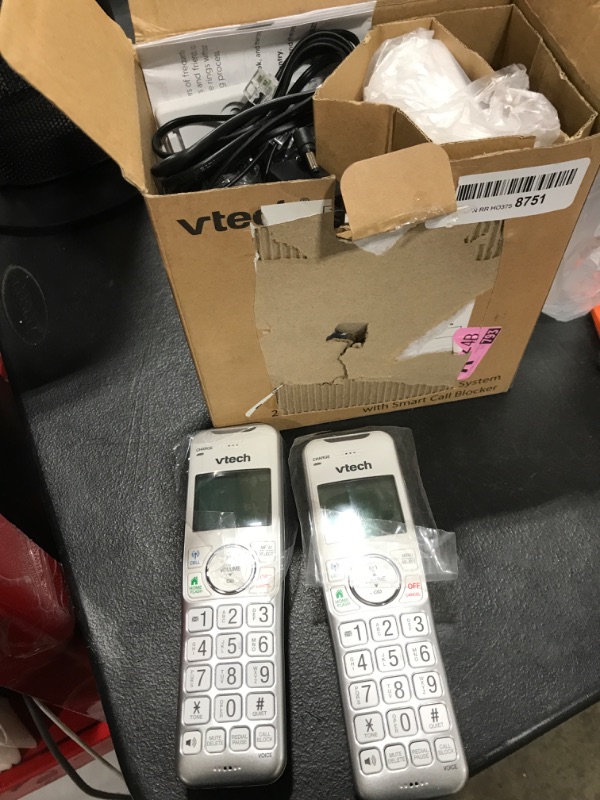 Photo 2 of VTech VS112-27 DECT 6.0 Bluetooth 2 Handset Cordless Phone for Home with Answering Machine, Call Blocking, Caller ID, Intercom and Connect to Cell (White) White 2 Handsets Phone