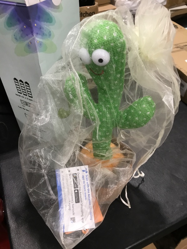 Photo 2 of [Update Volume Adjustable] Dancing Cactus Talking Toy,Gift Package Repeat Sunny Cactus Plush Toys-Talking Sing+Repeat+Dancing+Recording+Rainbow LED(15 Second Recording) talking cactus toy