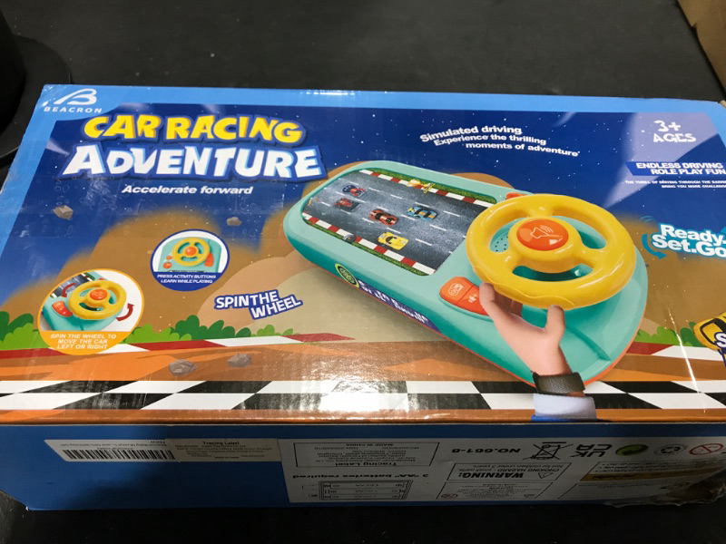 Photo 3 of Beacron Baby Musical Steering Wheel Toy, Toddler Simulated Driving Racing Car Game with Sound Age 3 4 5 6+Year Old, Interactive Educational Learning Race Car Toy for Kids Boys and Girls Birthday Gift