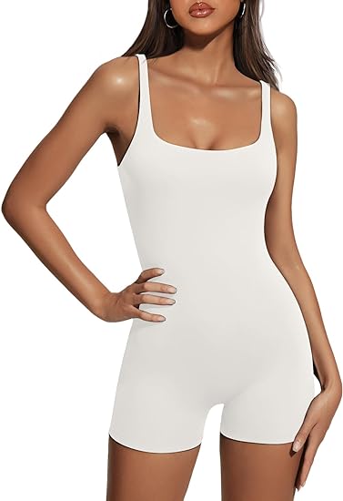 Photo 1 of AUTOMET Womens Jumpsuits Unitard Bodysuits One Piece Shorts Rompers Yoga Sleeveless Backless Seamless Bodycon Outfits 2024 Size XL 