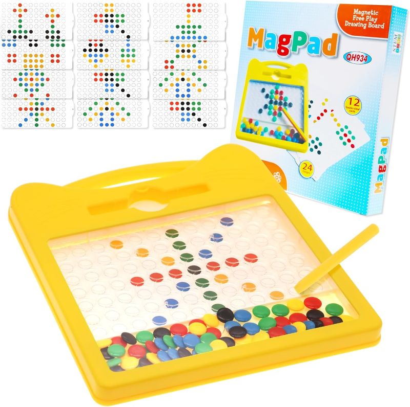 Photo 1 of CLLFDC Magnetic Drawing Board, Magnetic Dot Boards with Magnetic Pen, Magnetic Beads and 10 Cards with 20 Patterns, Magnetic Montessori Board for Ages 3+, Magnetic Drawing Board for Toddler 