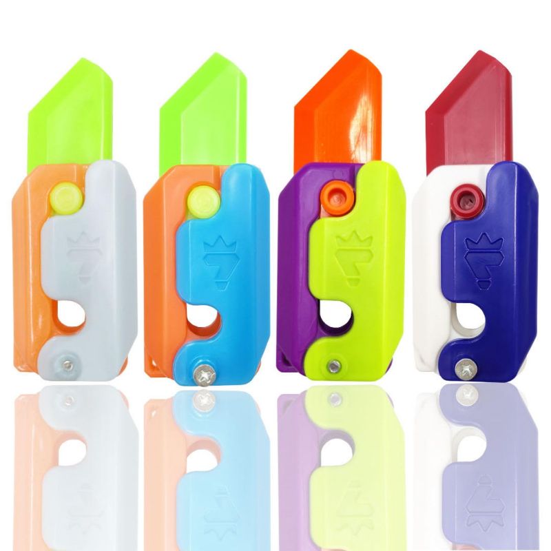 Photo 1 of 4 Pack Gravity Fidget Toy -Two Normal & Two Luminous,3D Printing Fidget Toys Sensory Toys Anxiety Stress Relief Toy for Kids&Adult ADHD Autism Hand Toy, Plastic EDC Carrot Knife Toy Gifts