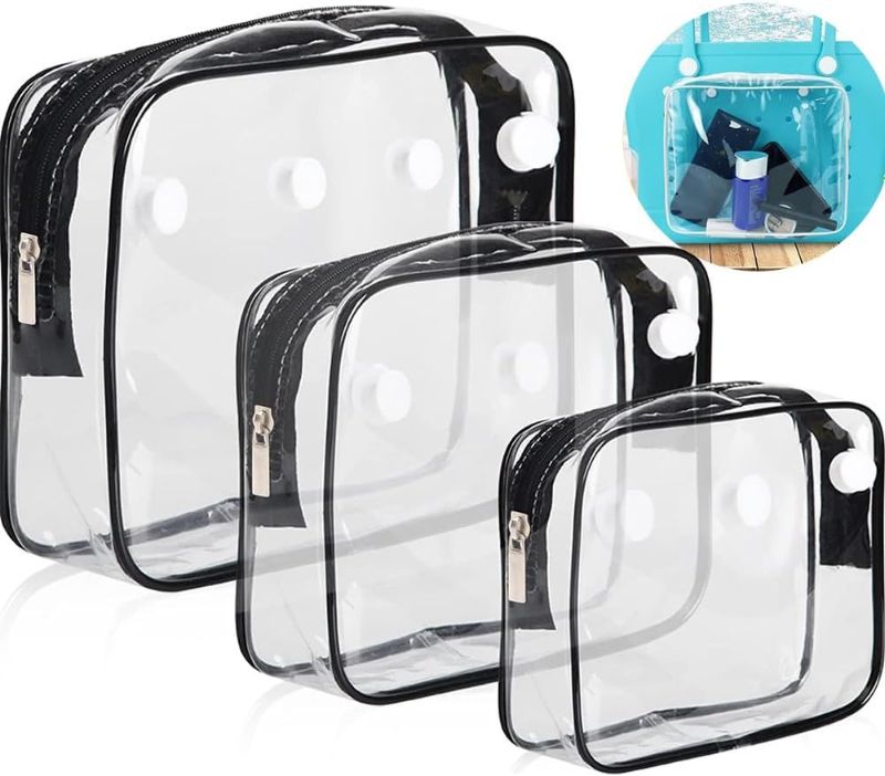 Photo 1 of zxtrby 3 Packs Clear Insert Bags for Bogg Bag Accessories-Cosmetic Travel Bag, PVC Zippered Clear Toiletry Carry Pouch Portable Cosmetic Makeup Bag
