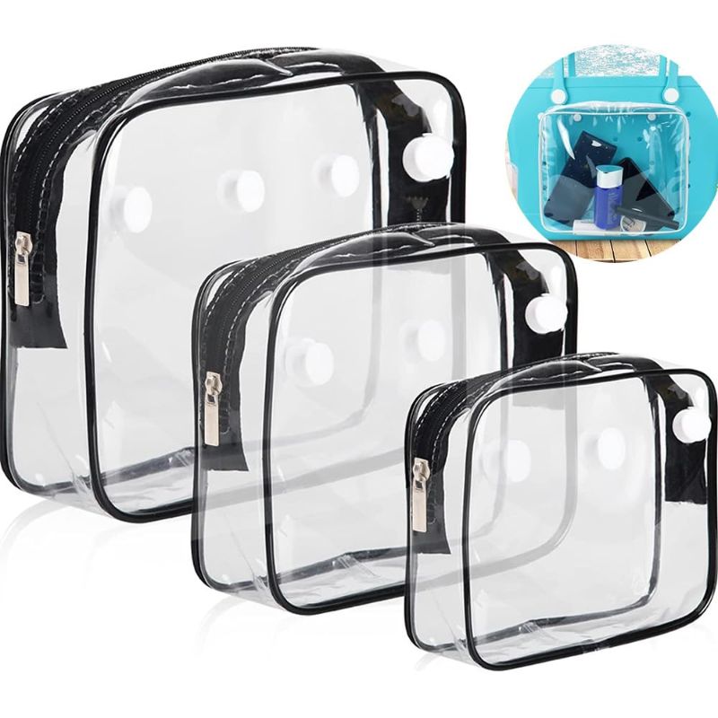 Photo 1 of zxtrby 3 Packs Clear Insert Bags for Bogg Bag Accessories-Cosmetic Travel Bag, PVC Zippered Clear Toiletry Carry Pouch Portable Cosmetic Makeup Bag