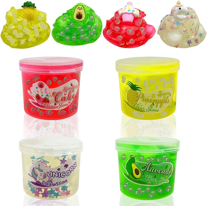 Photo 1 of Anditoy 4 Pack Jelly Cube Crystal Slime Kit Toys for Kids Boys Girls Christmas Stocking Stuffers Gifts Party Favors ( 2 pack ) 