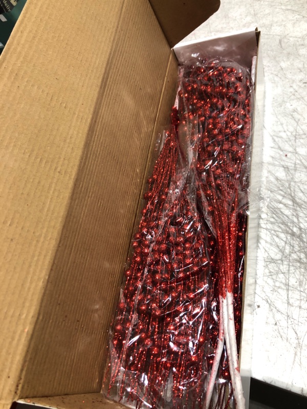 Photo 2 of 30-Pack Christmas Picks and Sprays Red Artificial Glitter Berry Stems Branches Twigs Sticks Sprigs Christmas Tree Decorations, Ornaments for Garland, Wreath, Flowers and Tree Topper