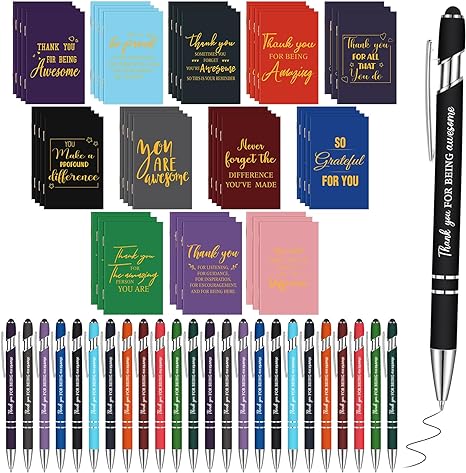 Photo 1 of Yeaqee 100 Pcs Motivational Pens Inspirational Notepads Set 50 Inspirational Journaling Notebooks and 50 Ballpoint Pens Employee Appreciation Gifts Bulk for Teacher Staff Coworker(Elegant Styles) 