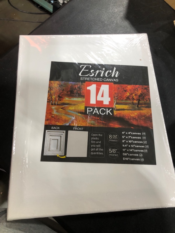 Photo 2 of 14 Packs Stretched Canvases for Painting,Multi Pack 11x14, 9.44x12, 8x10, 5x7, 4x4, Round Canvas with 8x8,10x10(2 of Each), Blank Primed Canvas for Oil Paint,Acrylic Paint,for Beginner,Artist. 14ps(7size x2)