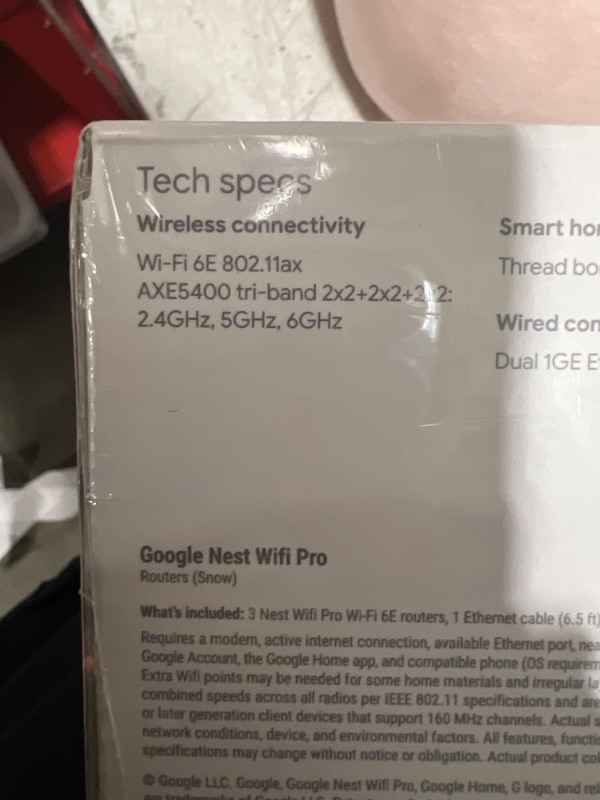 Photo 2 of Brand new factory sealed Google Nest WiFi Pro - 6E - Reliable Home Wi-Fi System with Fast Speed and Whole Home Coverage - Mesh Router - 3 Pack - Snow 3 Pack Snow