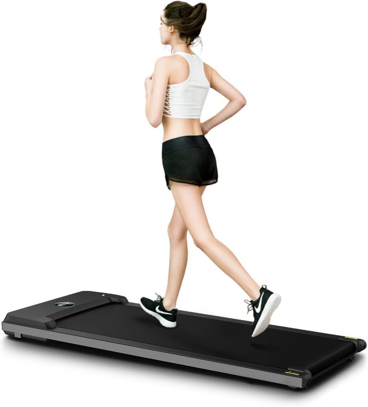 Photo 1 of RHYTHM FUN Treadmill Under Desk Walking Treadmill Compact Portable Mini Treadmill for Small Spaces Installation-Free Quiet Jogging Treadmill with Smart Remote and Workout App for Home Office Apartment 