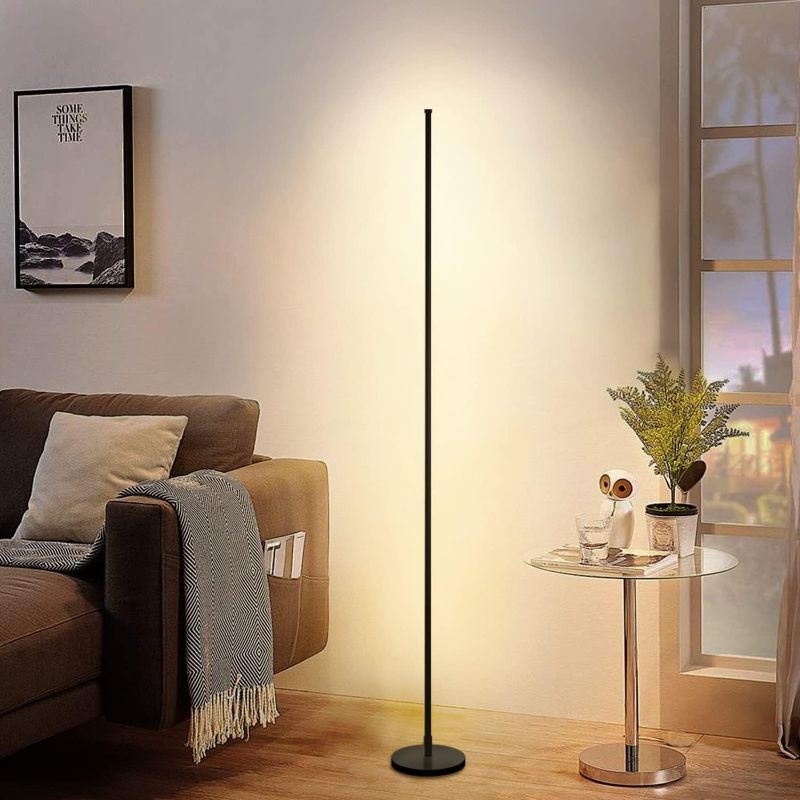 Photo 1 of DENGALA LED Modern Floor Lamp - Metal Line Design Standing Corner Lamp with Remote Controller - Dimmable Floor Lamps for Living Room Bedrooms, 2700K-6500K Lights for Indoor Decor Black   