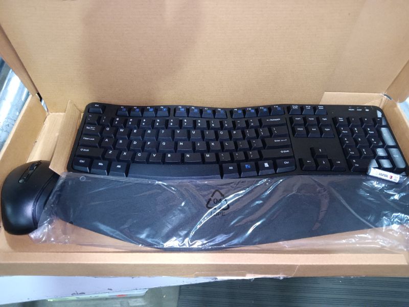 Photo 2 of Amazon Basics Ergonomic Wireless Keyboard Mouse Combo - QWERTY - Black