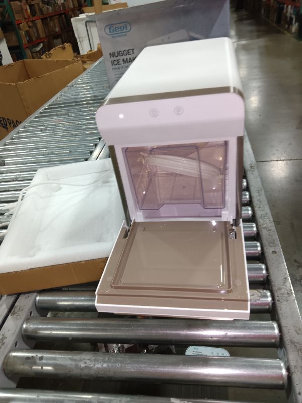 Photo 1 of Gevi Household V2.0 Countertop Nugget Ice Maker | Self Cleaning Pellet Ice Machine | Open and Pour Water Refill | Store Ice Up to 24 Hours | Stainless Steel Housing | Fits Under Wall Cabinet | White Handle - White Coffee