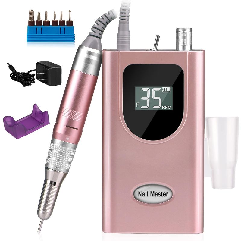 Photo 1 of 35000RPM Portable Nail Drill Machine, HoMove Professional Nail Drill Machine, Rechargeable Electric Efile Nail Drill for Acrylic Gel Nails, Cordless Portable Nail Drill?Rose Gold?
