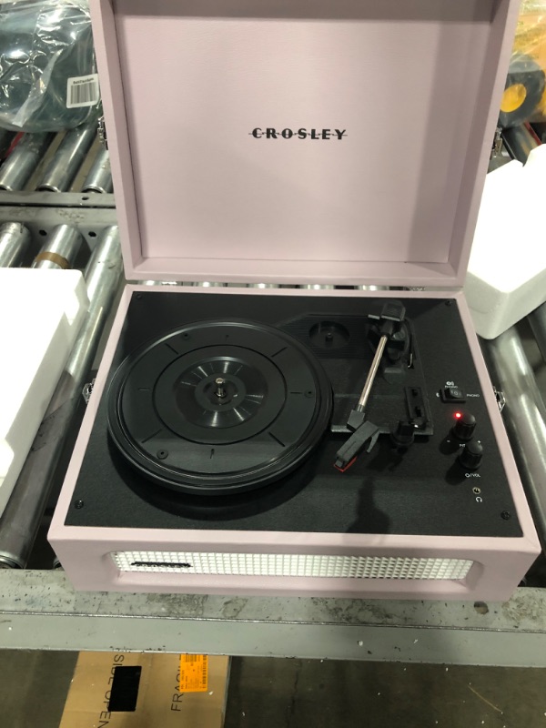 Photo 3 of Crosley CR8017B-AM Voyager Vintage Portable Turntable with Bluetooth in/Out and Built-in Speakers, Amethyst Bluetooth In/Out Amethyst