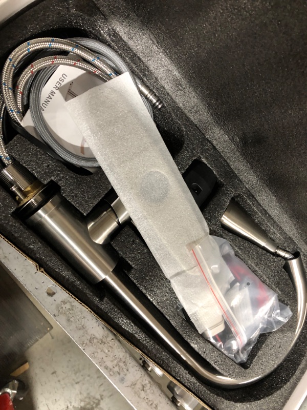 Photo 1 of FGKQ Touchless Kitchen Faucet with Pull Down Sprayer, Brushed Nickel High Arc Single Handle Single Hole Commercial Kitchen Sink Faucet with Deck Plate 2 Brushed Nickel Touchless