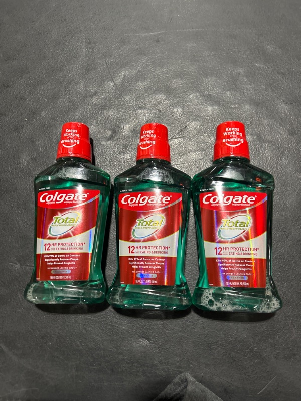 Photo 2 of Colgate Total Pro-Shield Alcohol Free Mouthwash, Spearmint - 500mL, 16.9 fluid ounce 3 pack