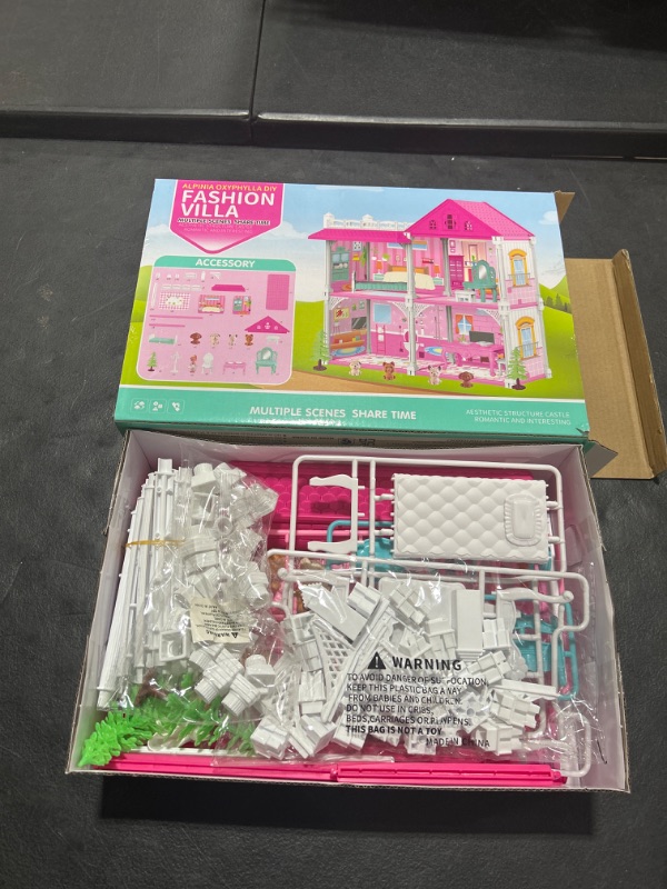 Photo 2 of Princess Castle House for Girls, Dollhouse Playset, 2-Story 4 Rooms Playhouse with 1 Doll Toy Figure and Furniture & Accessories, Toy Gifts for Kids 3 4 5 6 7 8 9+ Year Old