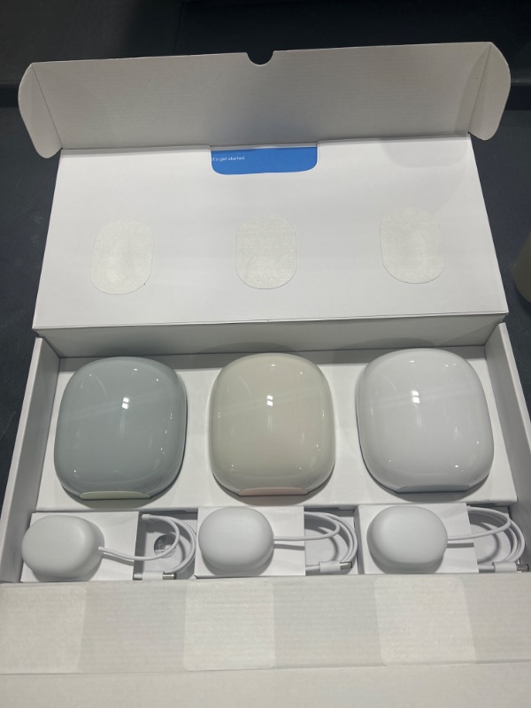 Photo 2 of Google Nest WiFi Pro - 6E - Reliable Wi-Fi System with Fast Speed and Whole Home Coverage - Mesh Wi-Fi Router - 3 Pack - Snow, Linen, Fog 3 Pack Multi-Color