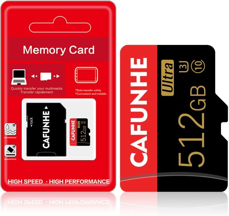 Photo 1 of 512GB Micro SD Card with Adapter 512GB Memory Card Class 10 TF Card 512GB High Speed Flash Cards for Android Phones/PC/Computer/Camera 