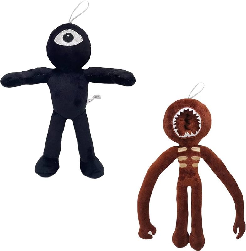 Photo 1 of 2pc Plush Toys Horror Game Stuffed Animal Scary Funny Plush Toy Gift for Kids and Game Fans Brown+ Black