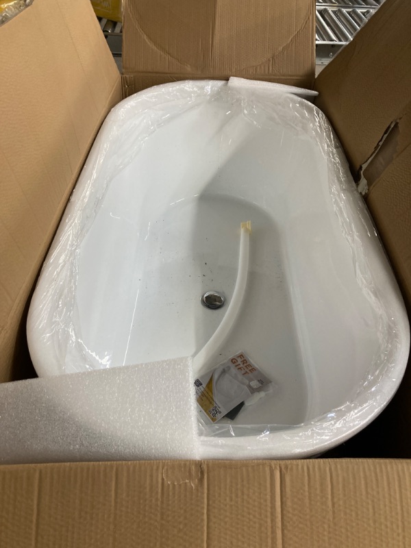 Photo 2 of *****(FACTORY SEALED)*****

Golden Vantage
Freestanding 59.8in. L 28.7in. W Soaking Acrylic Flatbottom Stand Alone Non-Whirlpool Center Drain Bathtub Glossy White