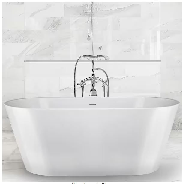 Photo 1 of *****(FACTORY SEALED)*****

Golden Vantage
Freestanding 59.8in. L 28.7in. W Soaking Acrylic Flatbottom Stand Alone Non-Whirlpool Center Drain Bathtub Glossy White