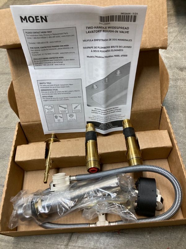 Photo 2 of *****(FACTORY SEALED)*****

Moen Brass Widespread Bathroom Sink Faucet Rough-In Valve with Drain Assembly, Featuring M-PACT Technology, 9000