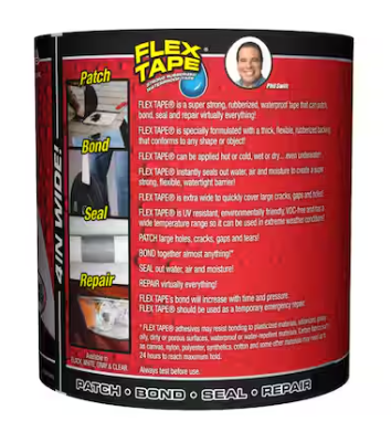 Photo 1 of (2 PACK) FLEX SEAL FAMILY OF PRODUCTS
Flex Tape Black 4 in. x 5 ft. Strong Rubberized Waterproof Tape 