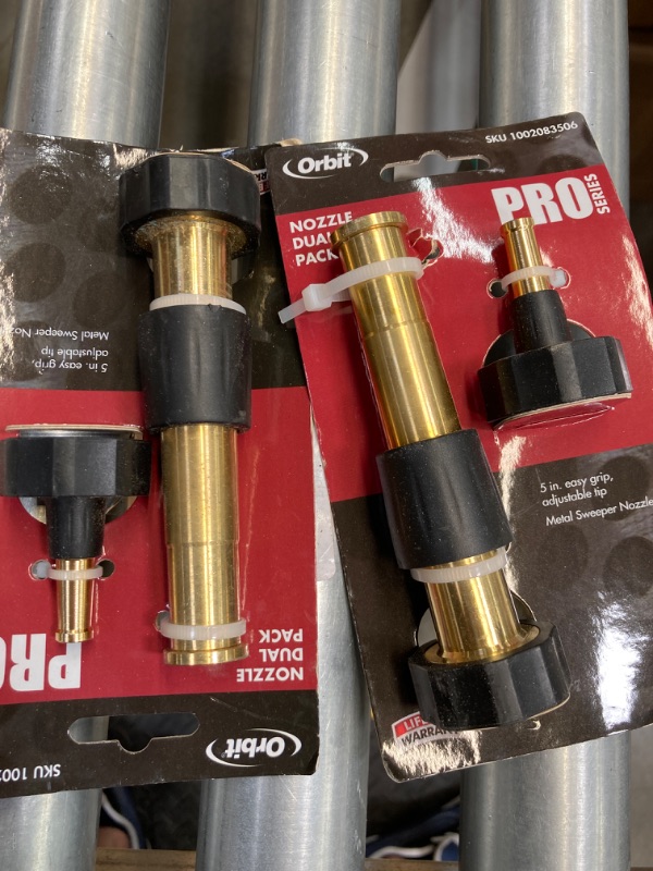 Photo 2 of (2 PACK) Orbit
5 in. Heavy-Duty Adjustable Brass Spray Nozzle with Brass Sweeper Hose Nozzle Set