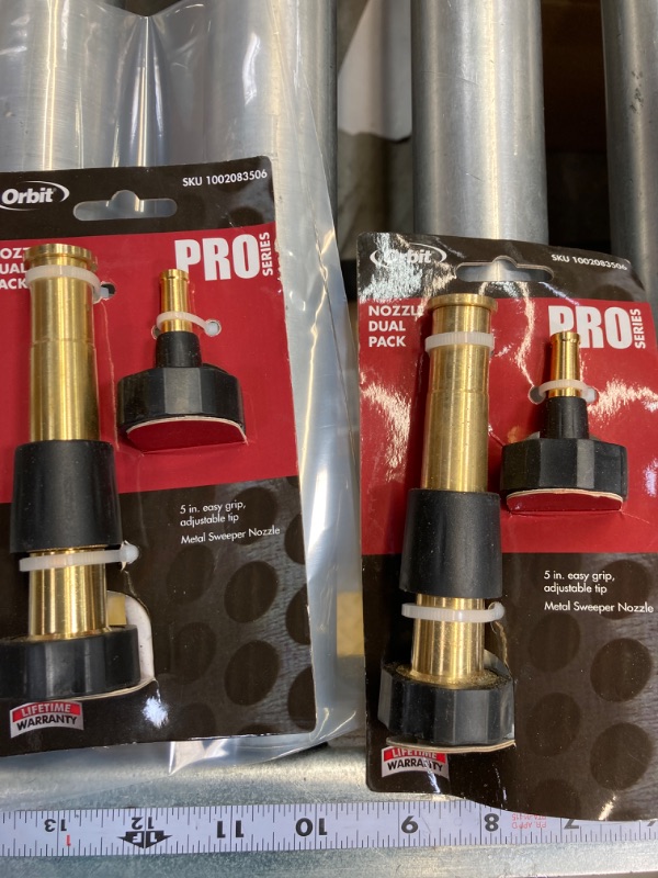 Photo 2 of (2 PACK) Orbit 26809 5" Brass Adjustable Nozzle and Sweeper Nozzle Dual Pack