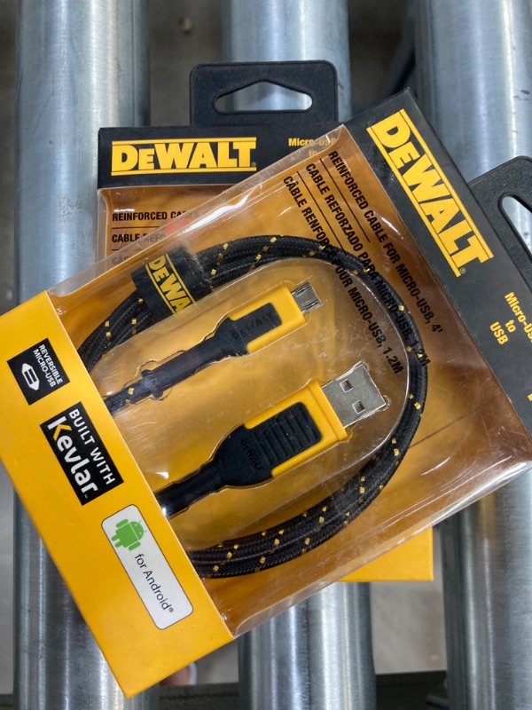 Photo 2 of (2 PACK) DEWALT Reinforced Braided Cable for Micro-USB, Micro-USB Cable, USB to Micro-USB Cable, Android Charger Cord, Phone Charger Android, Micro USB Cable 4ft 4 Foot