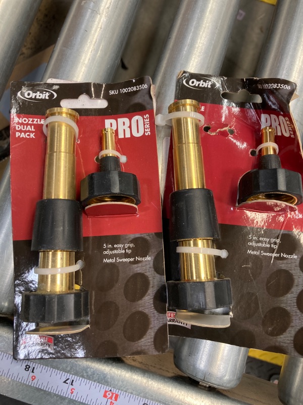 Photo 2 of (2 PACK) Orbit 26809 5" Brass Adjustable Nozzle and Sweeper Nozzle Dual Pack