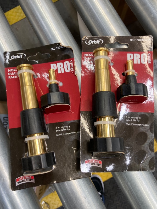 Photo 2 of (2 PACK) Orbit 26809 5" Brass Adjustable Nozzle and Sweeper Nozzle Dual Pack