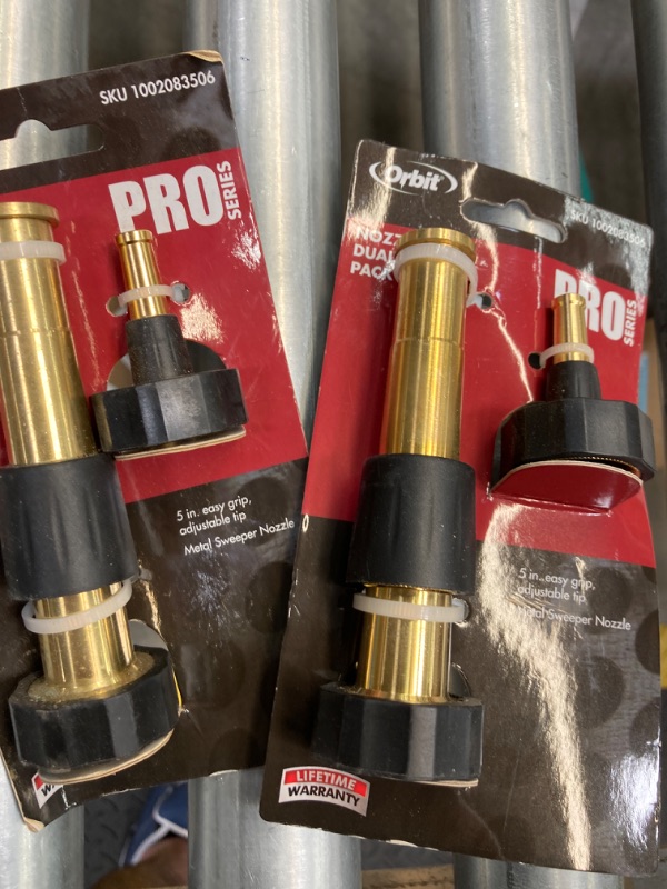 Photo 2 of (2 PACK) Orbit 26809 5" Brass Adjustable Nozzle and Sweeper Nozzle Dual Pack