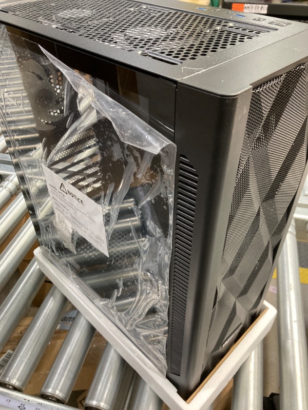 Photo 1 of MUSETEX ATX PC Case Mid-Tower with 6pcs 120mm ARGB Fans, Polygonal Mesh Computer Gaming Case with Type C, Opening Tempered Glass Side Panel, USB 3.0 x 2, Black, NN8.