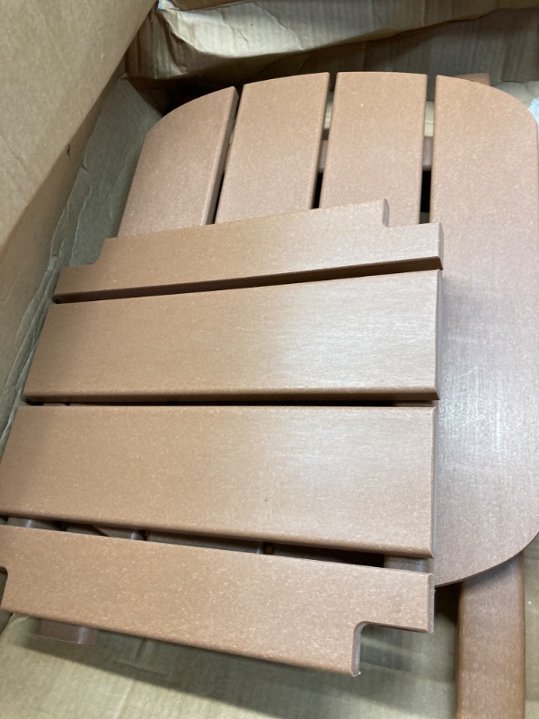 Photo 1 of LZRS Double Adirondack Side Table, Outdoor Side Tables, End Tables for Patio, Backyard,Pool, Indoor Companion, Easy Maintenance & Weather Resistant(Teak) Oval double Layer Teak