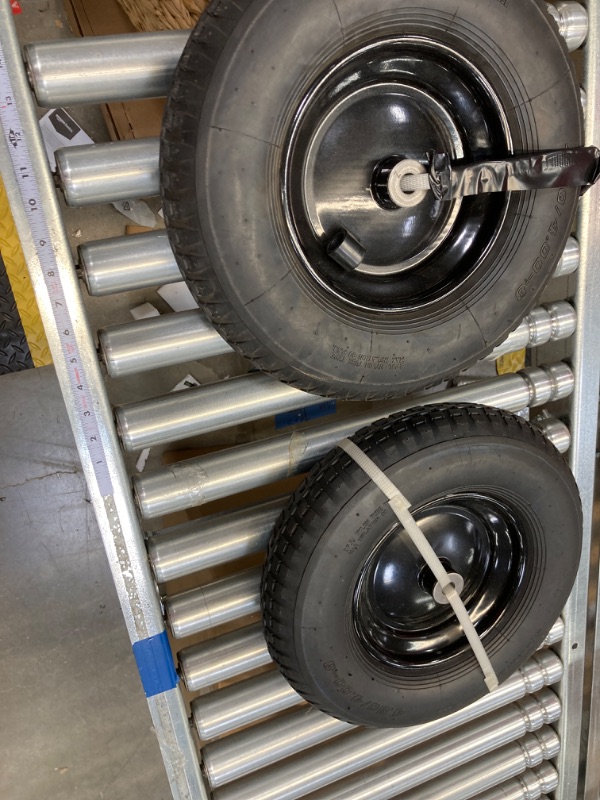 Photo 2 of 2-Pack 4.80/4.00-8" Pneumatic Wheelbarrow Wheel and Tires with 3"- 7" Center Hub and 5/8" Bushings for Wheelbarrow and Yard Cart Garden Wagon 00038511-16