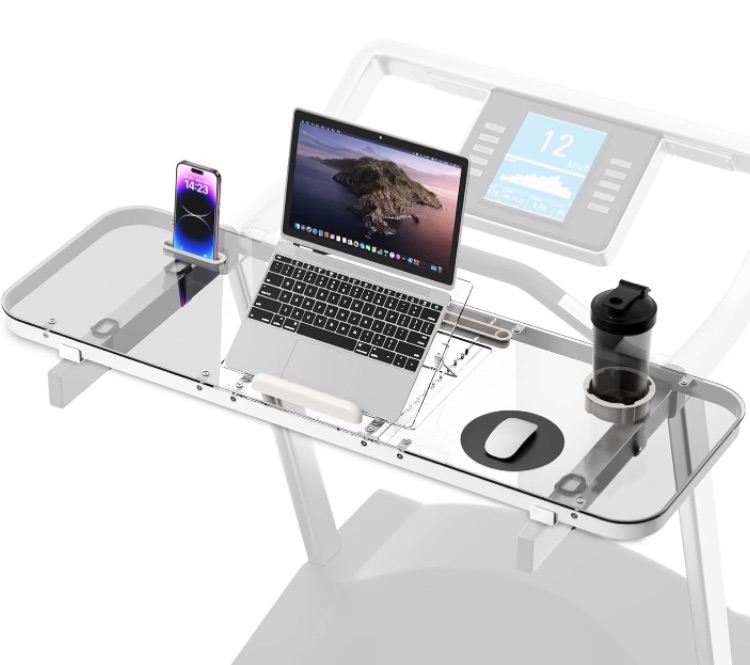 Photo 1 of Treadmill Desk Attachment Transparent?Treadmill Laptop Holder Adjustable Height Ergonomic Treadmill Standing Workstation Stand?Suitable for Treadmill Handshake Width 13-33 inches