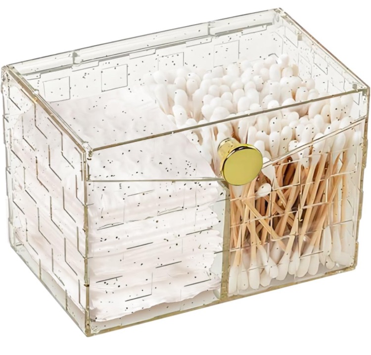 Photo 1 of (2 PACK) DASITON Acrylic Qtip Holder,Cotton Swab Holder,Bathroom Jars With Lids Set,Apothecary Jar Dispenser For Cotton Ball,Bath Salts,2 Divided Sections