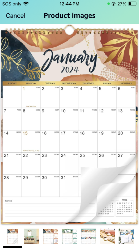 Photo 1 of (2 PACK) 2024 Wall Calendar - 12 Monthly Wall Calendar 2024, 12" x 17", Jan. 2024 - Dec. 2024, Vertical Layout Hanging Calendar, Sturdy Twin-Wire Binding, Hanging Hook, Large Blocks and Julian Dates