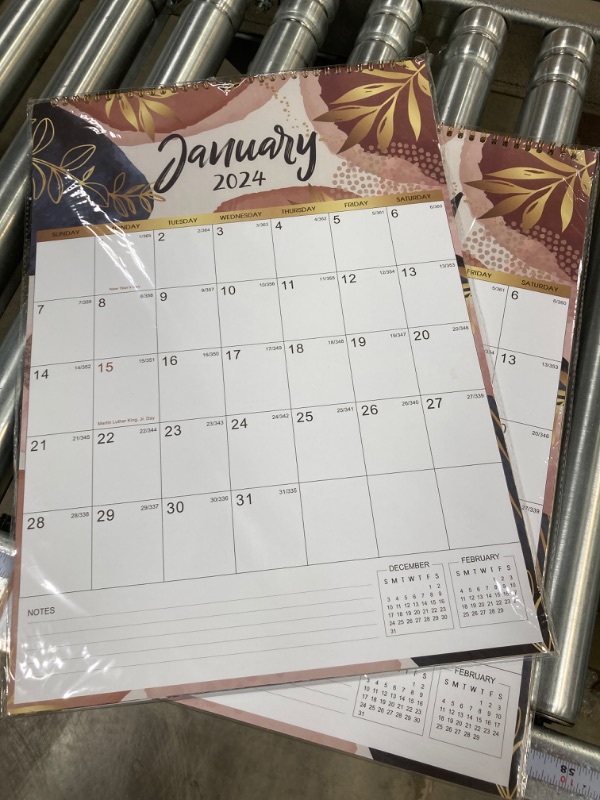 Photo 2 of (2 PACK) 2024 Wall Calendar - 12 Monthly Wall Calendar 2024, 12" x 17", Jan. 2024 - Dec. 2024, Vertical Layout Hanging Calendar, Sturdy Twin-Wire Binding, Hanging Hook, Large Blocks and Julian Dates