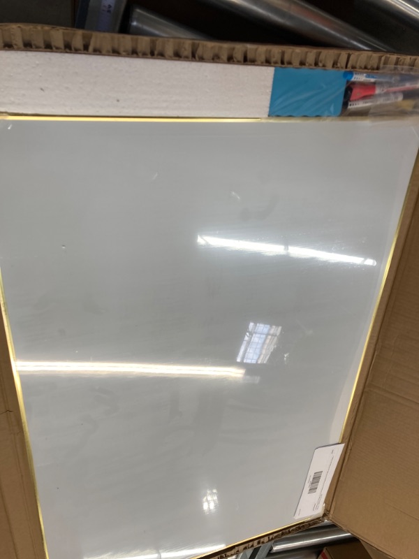 Photo 2 of Magnetic Whiteboard, 36"x24" Gold Aluminum Frame Dry Erase White Board for Wall, Large Wipe Board with 6 Magnets, 4 Markers & 1 Eraser for Home and Office Gold 36"x24"