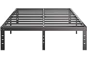 Photo 1 of 14 Inch Queen Bed Frame Heavy Duty Steel Slat Support Metal Platform Bed Frame Queen Size No Box Spring Needed, Easy Assembly, Black