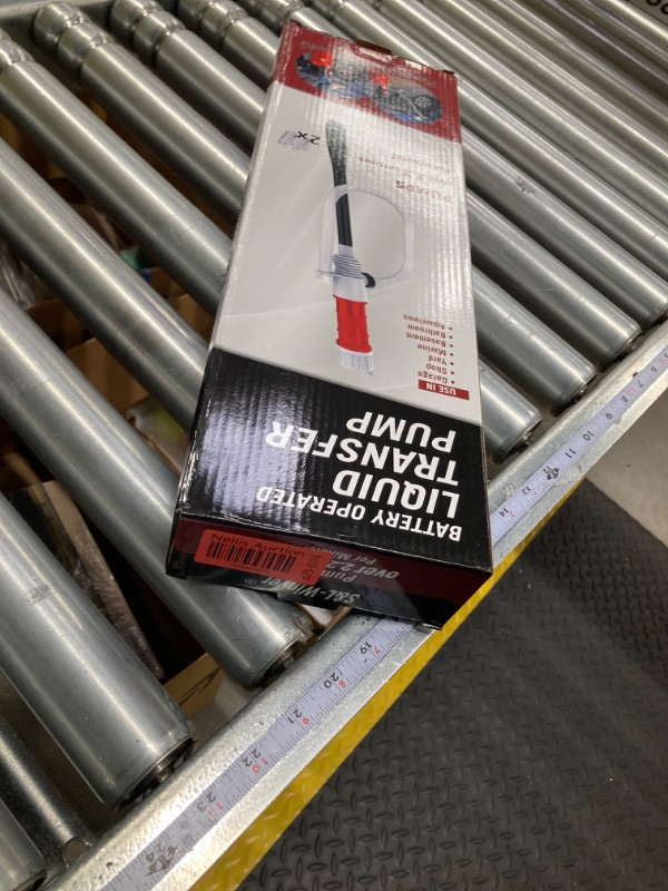 Photo 2 of S&L-Winyer Battery-Operated Liquid Transfer Pump Fuel Transfer Pump For Gasoline 2.2 Gpm Gallons Per Min/Inlet: 16 in Outlet: 24 in Black-24IN