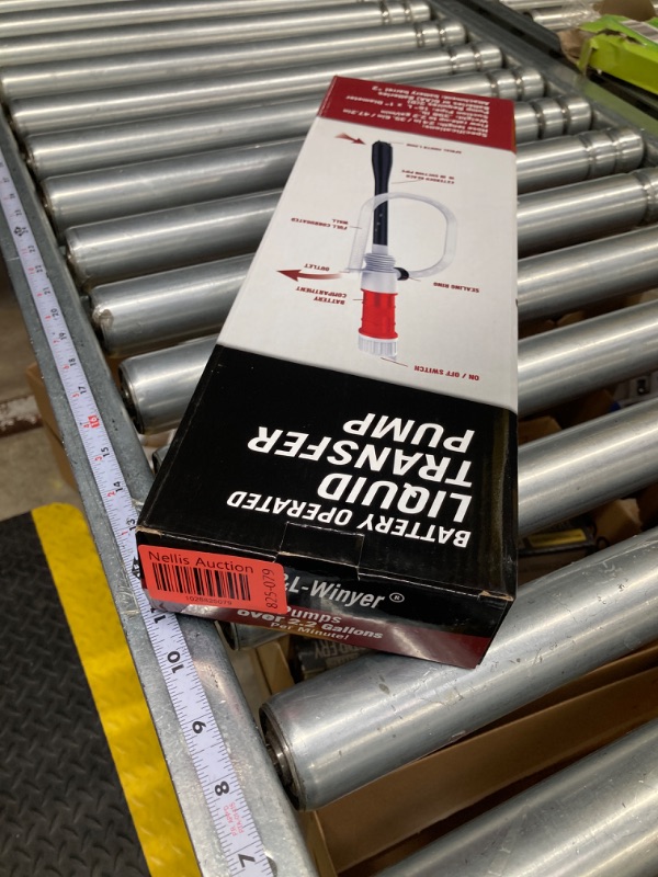 Photo 2 of S&L-Winyer Battery-Operated Liquid Transfer Pump Fuel Transfer Pump For Gasoline 2.2 Gpm Gallons Per Min/Inlet: 16 in Outlet: 24 in Black-24IN