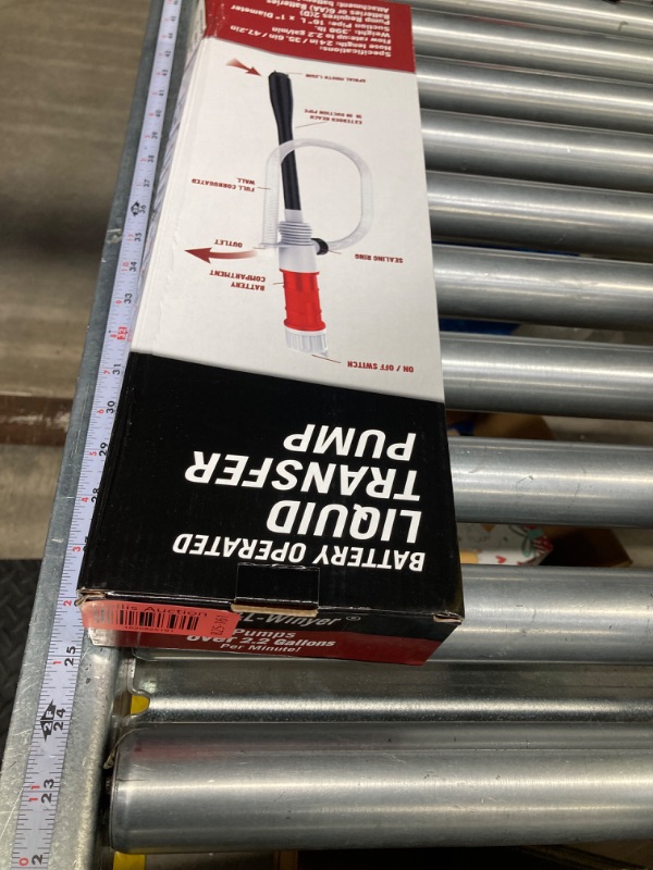 Photo 2 of S&L-Winyer Battery-Operated Liquid Transfer Pump Fuel Transfer Pump For Gasoline 2.2 Gpm Gallons Per Min/Inlet: 16 in Outlet: 24 in Black-24IN