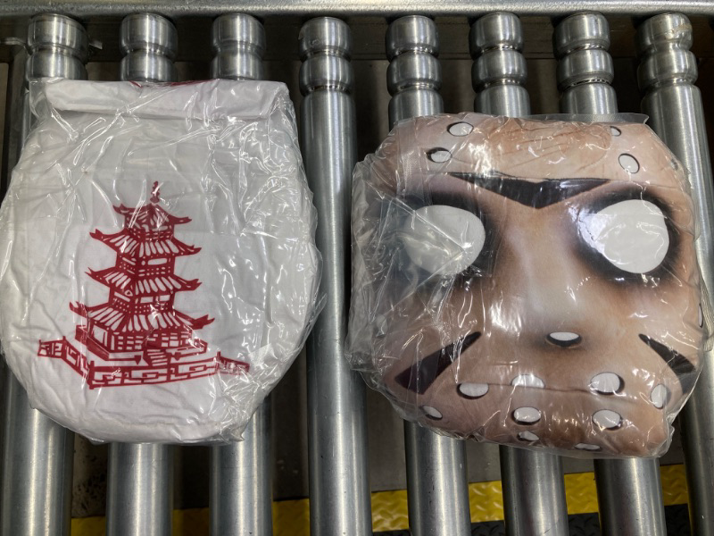 Photo 3 of *BUNDLE ITEMS* Soft Terror Jason Voorhees Mask Pillow Reduce Pressure Toy Car Mat (2) & Chinese Take Away Box Stuffed Toy Soft Pillow