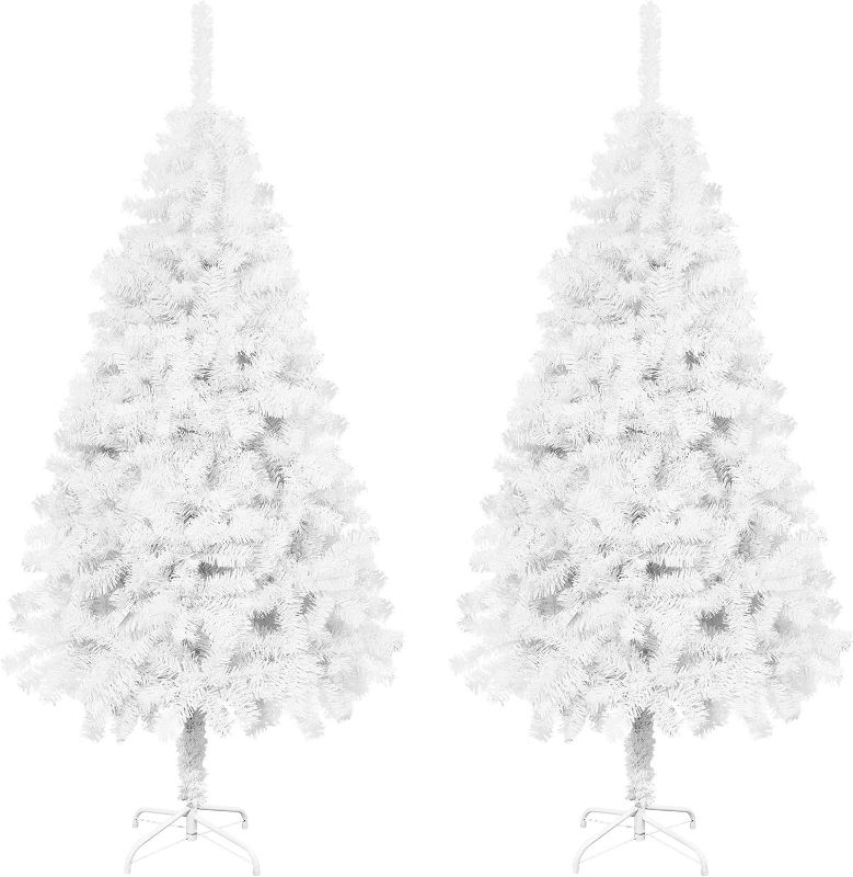 Photo 1 of 2 Pack Christmas Tree Artificial Christmas Pine Tree with Branch Tips Collapsible Metal Stand Christmas Tree for Xmas Holiday Winter Office Home Party Decor(White, 4ft)