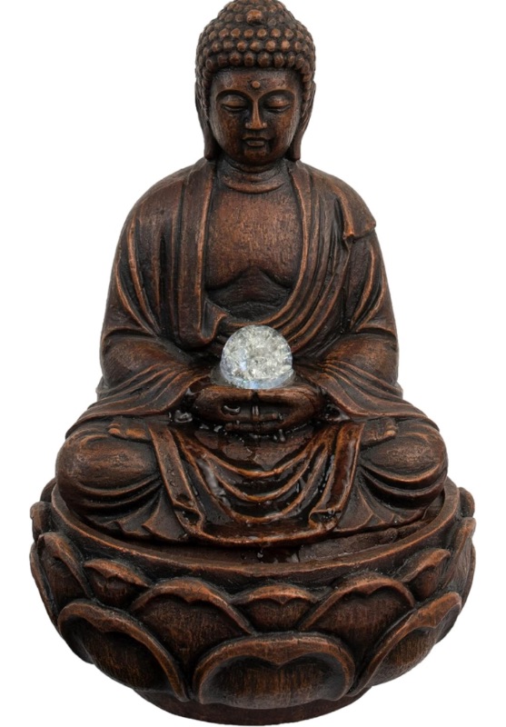 Photo 1 of ***(NO WATER PUMP)***
Pure Garden 50-LG5065 Tabletop Water Fountain-Sitting Buddha Statue with Rolling Glass Ball, Multi-Colored LED Lights Electric Pump & Soothing Waterfall